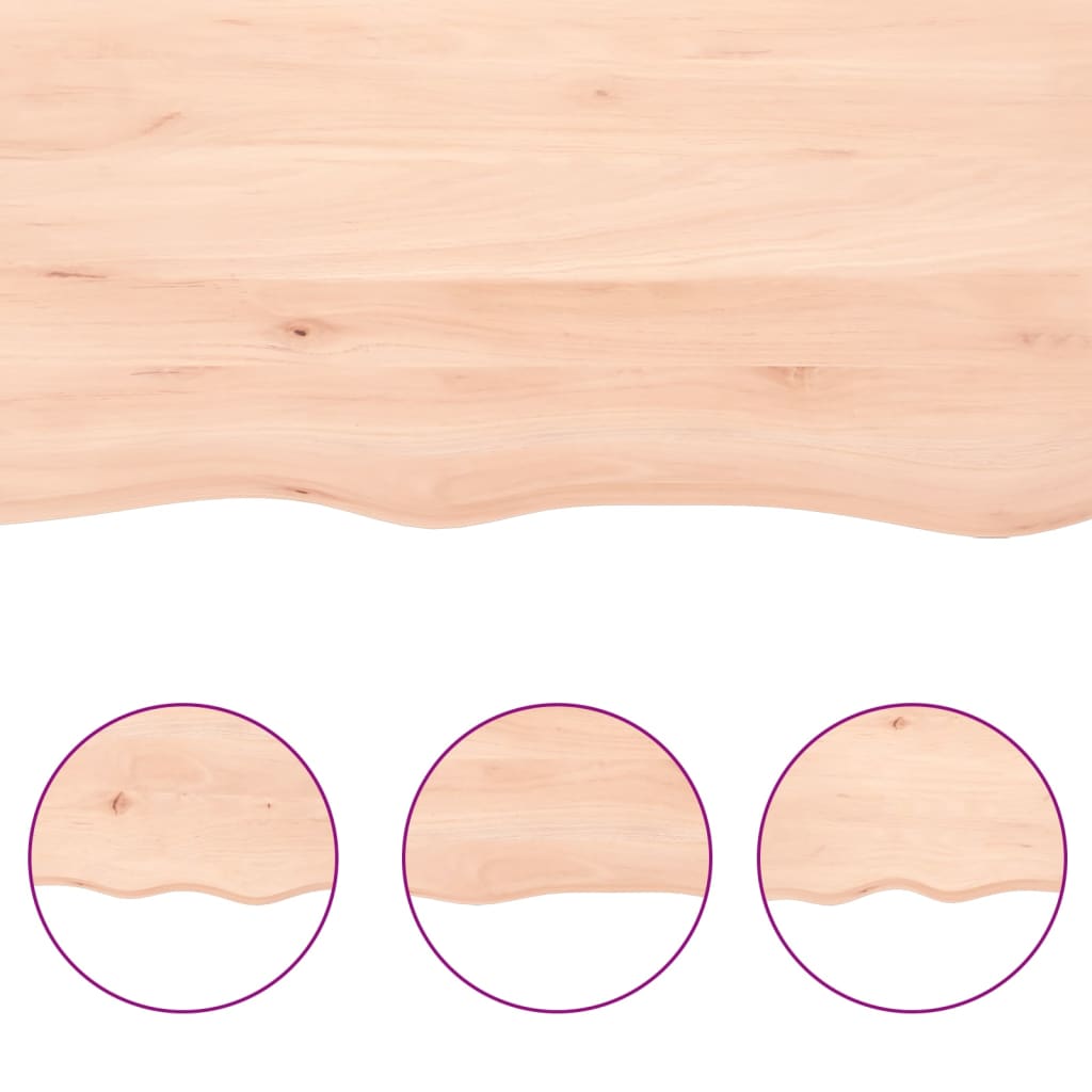 asztallap 100x50x2 cm kezeletlen tömörfa tölgyfa élőszegélyes
