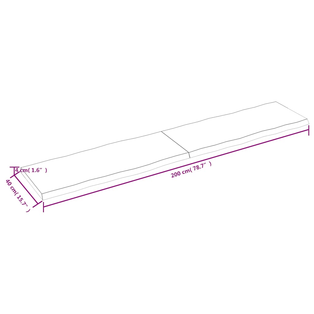 sötétbarna kezelt tömör asztallap 200x40x(2-4) cm