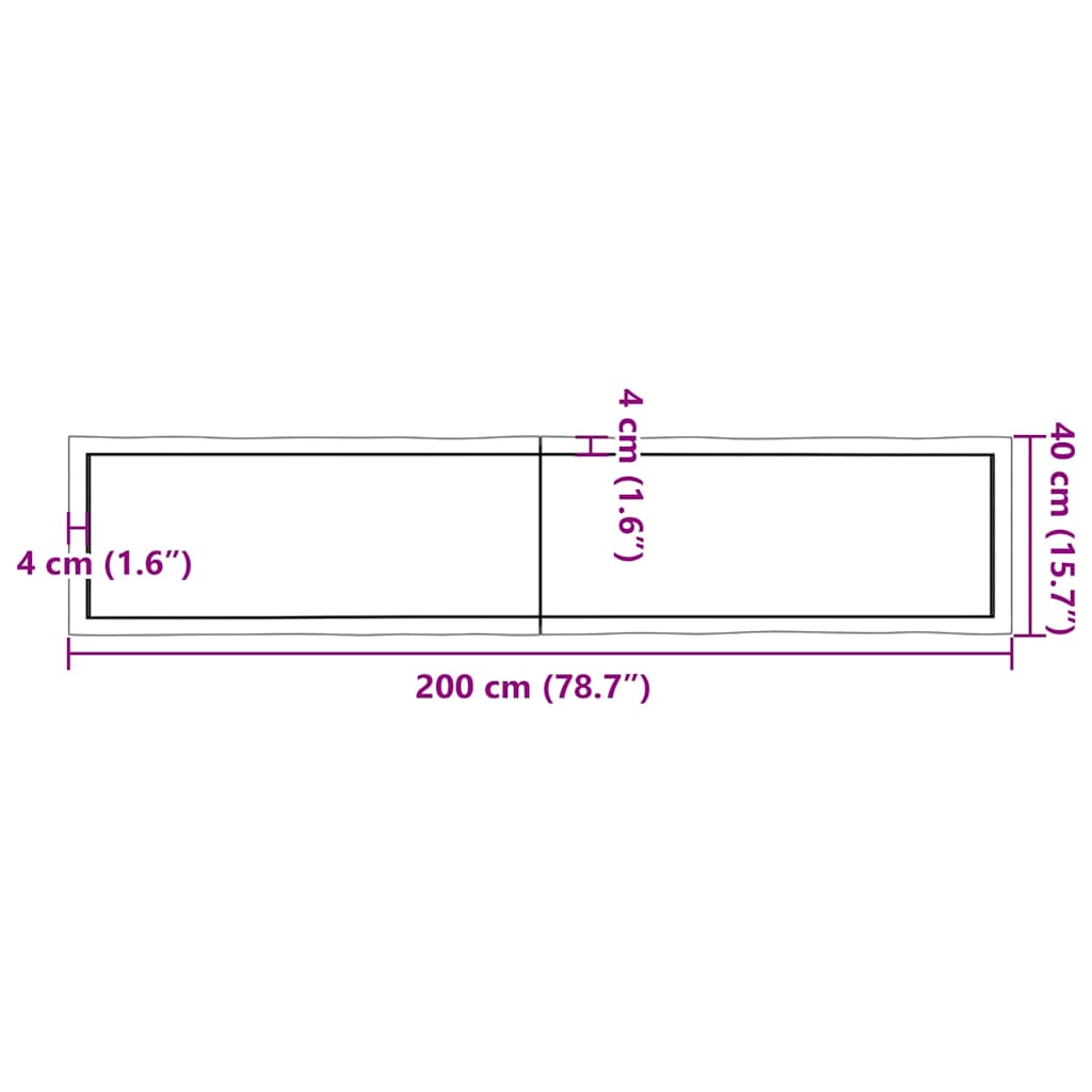 sötétbarna kezelt tömör asztallap 200x40x(2-4) cm
