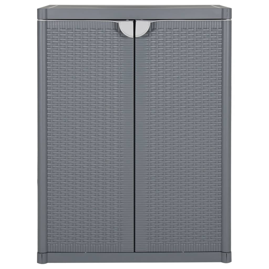 szürke PP rattan kerti tárolószekrény 65 x 45 x 88 cm