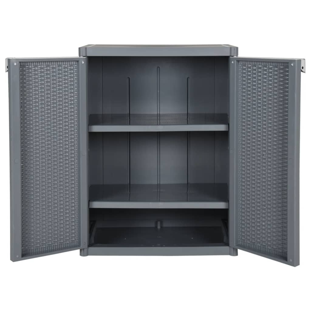 szürke PP rattan kerti tárolószekrény 65 x 45 x 88 cm