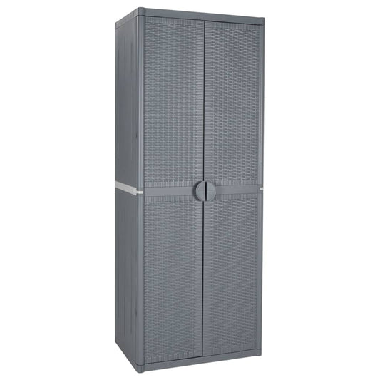 szürke PP rattan kerti tárolószekrény 65 x 45 x 172 cm