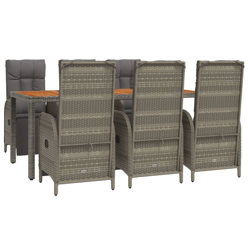 7 részes szürke polyrattan kerti étkezőgarnitúra párnával