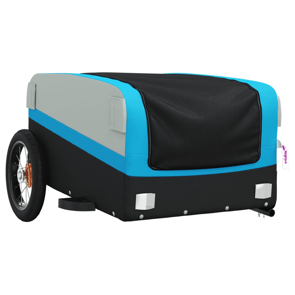 fekete-kék vas kerékpár-utánfutó 30 kg