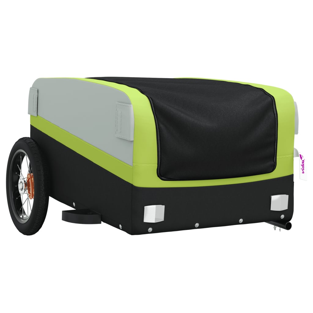 fekete-zöld vas kerékpár-utánfutó 30 kg