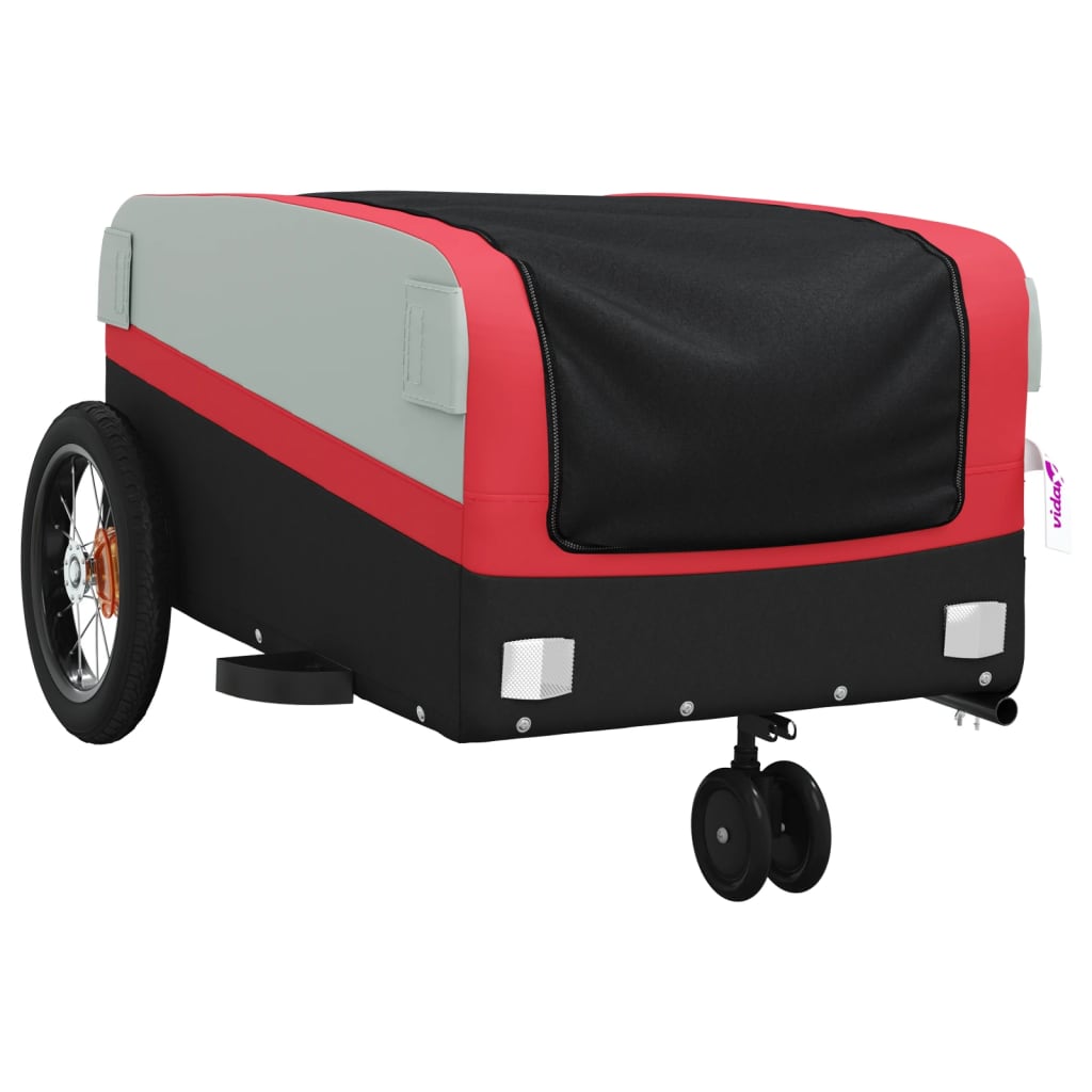 fekete-piros vas kerékpár-utánfutó 30 kg
