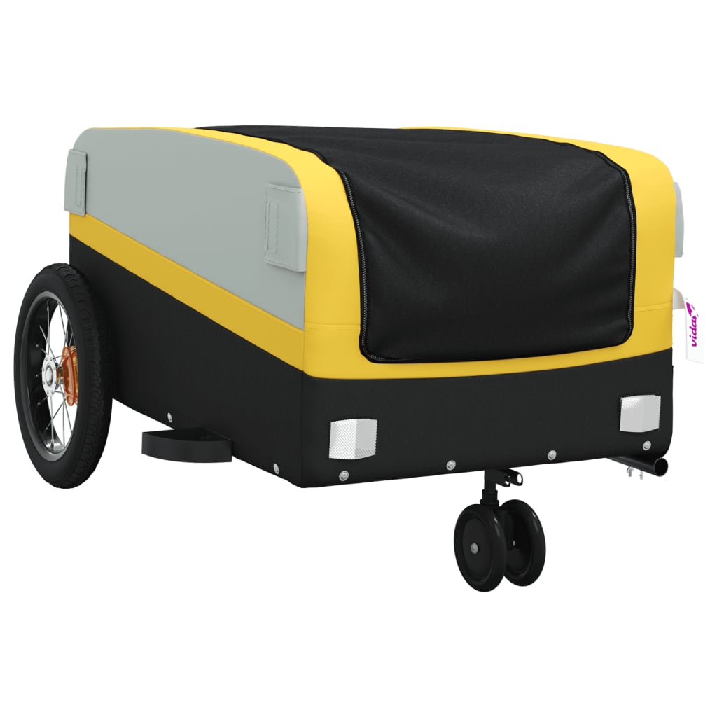 fekete-sárga vas kerékpár-utánfutó 30 kg