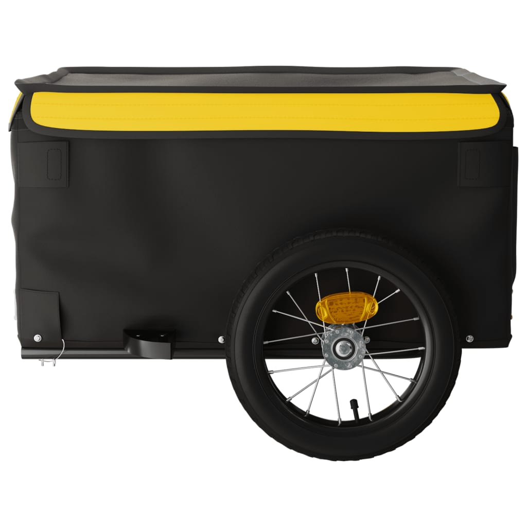 fekete-sárga vas kerékpár-utánfutó 30 kg