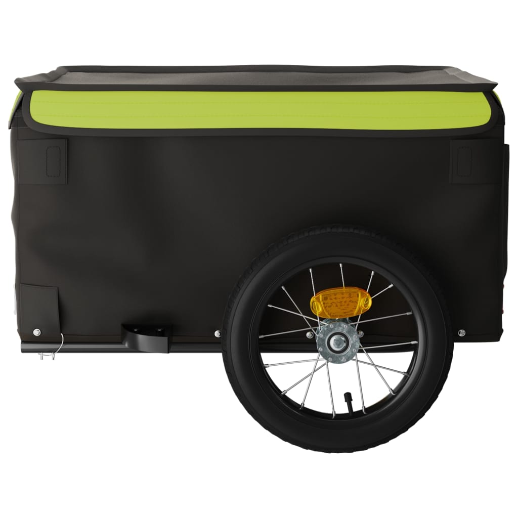 fekete-zöld vas kerékpár-utánfutó 30 kg