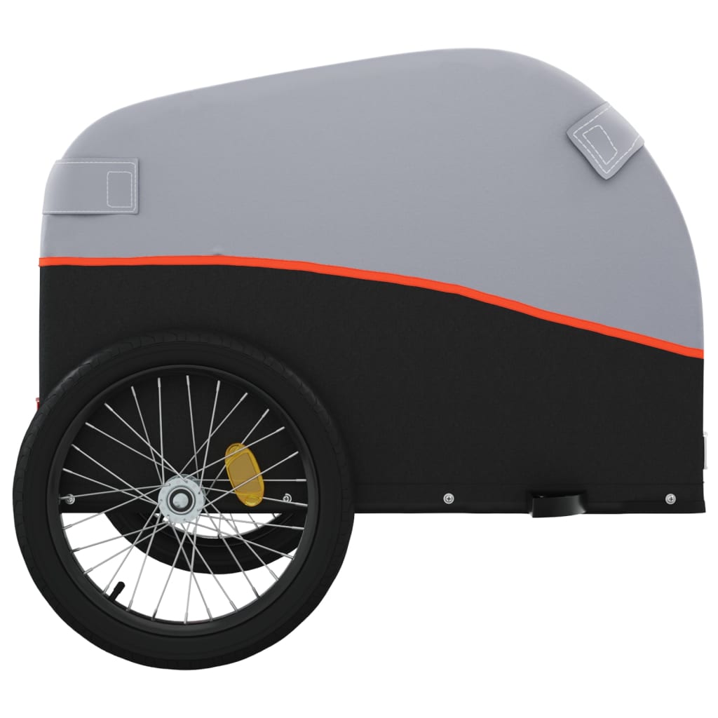 fekete-narancssárga vas kerékpár-utánfutó 30 kg