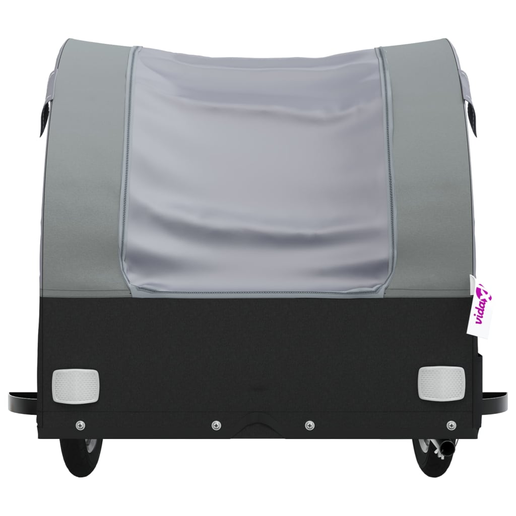 fekete-szürke vas kerékpár-utánfutó 30 kg