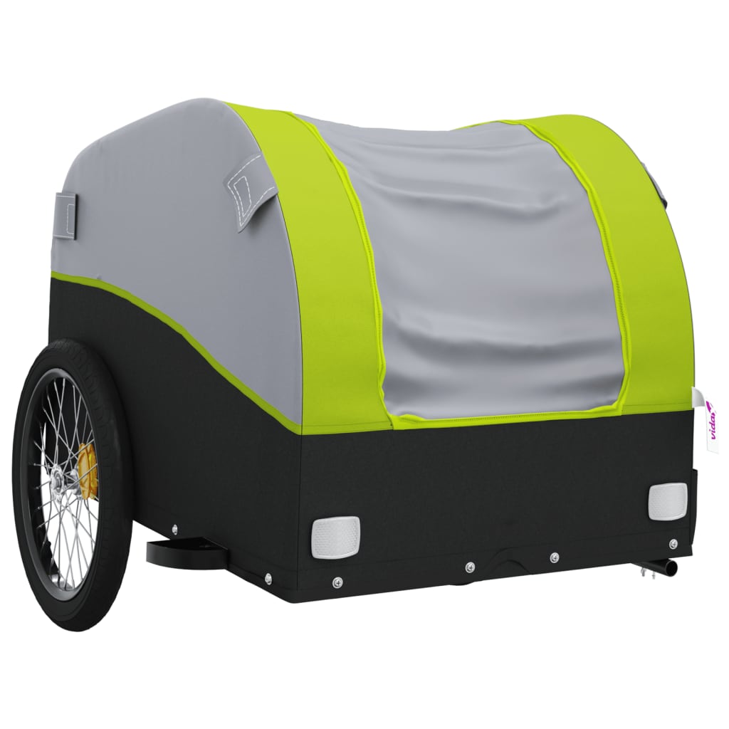 fekete-zöld vas kerékpár-utánfutó 30 kg