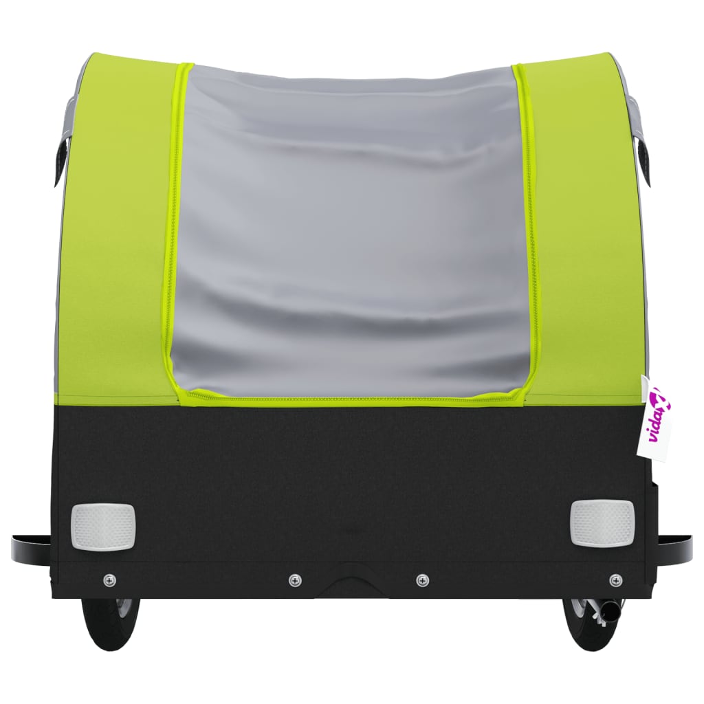 fekete-zöld vas kerékpár-utánfutó 30 kg