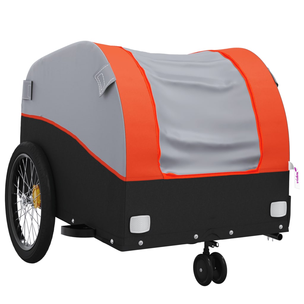 fekete-narancssárga vas kerékpár-utánfutó 30 kg
