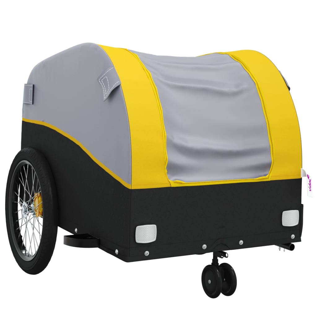 fekete-sárga vas kerékpár-utánfutó 30 kg