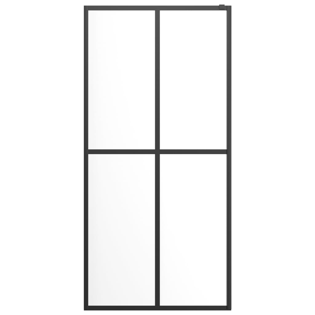 fekete ESG üveg és alumínium zuhanyfal polccal 80 x 195 cm