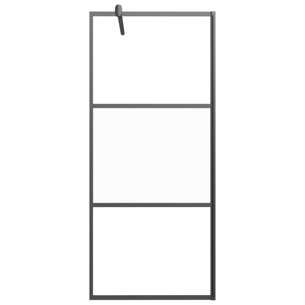 fekete ESG üveg és alumínium zuhanyfal polccal 80 x 195 cm
