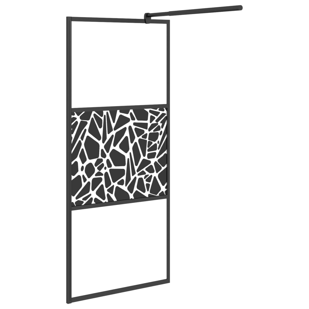 fekete ESG üveg és alumínium zuhanyfal polccal 80 x 195 cm