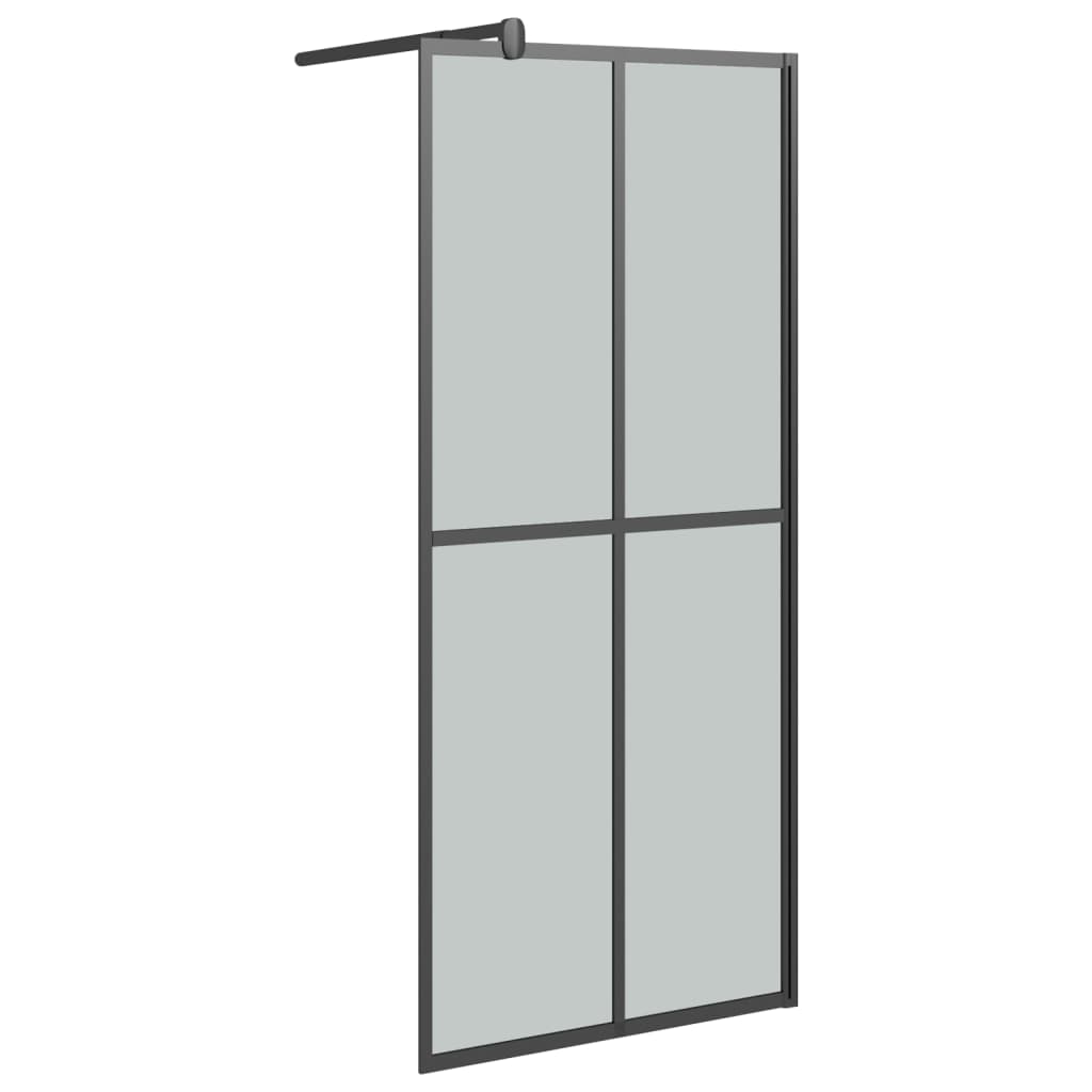 fekete ESG üveg és alumínium zuhanyfal polccal 80 x 195 cm