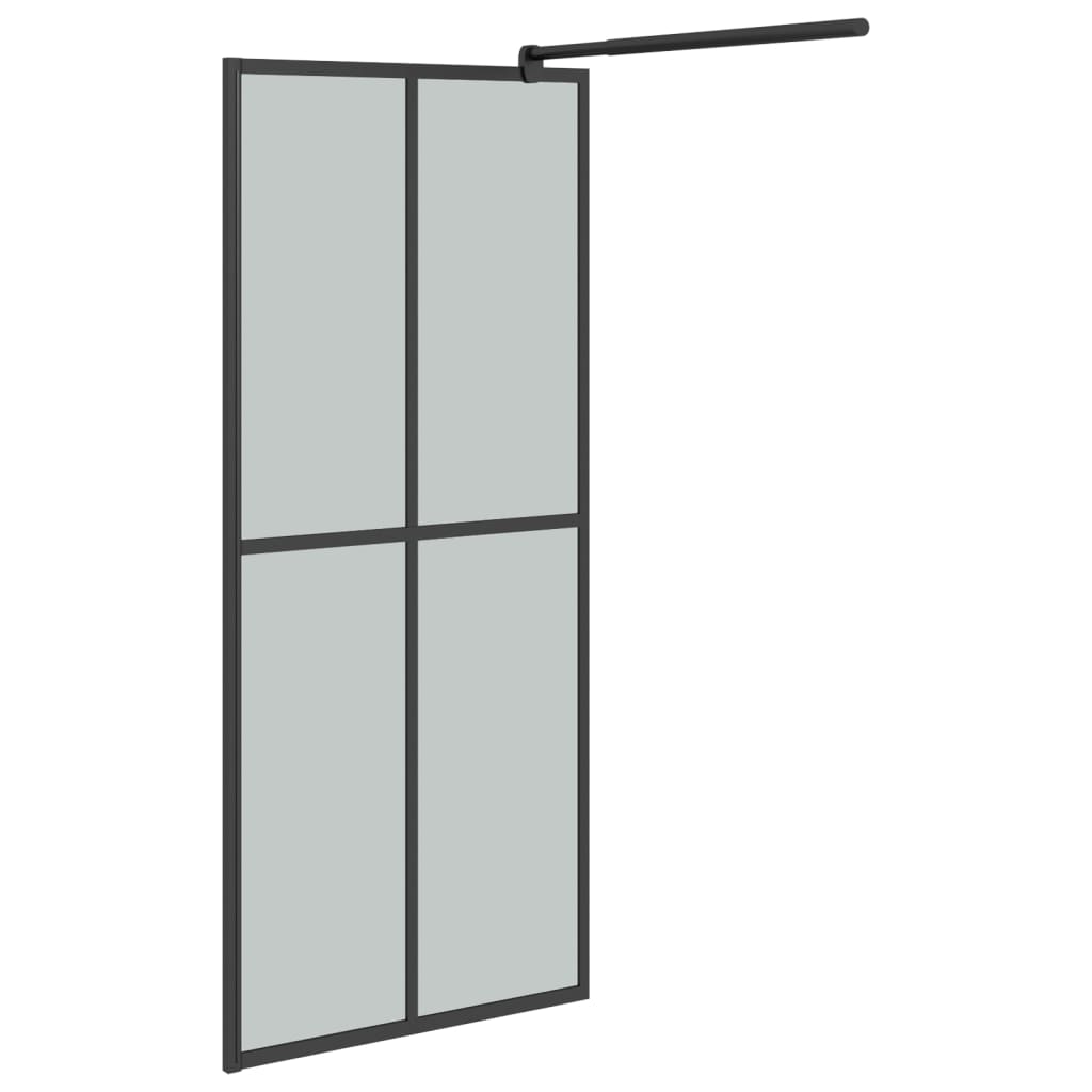 fekete ESG üveg és alumínium zuhanyfal polccal 80 x 195 cm