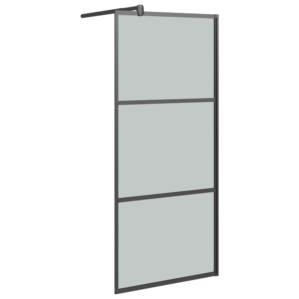 fekete ESG üveg és alumínium zuhanyfal polccal 80 x 195 cm