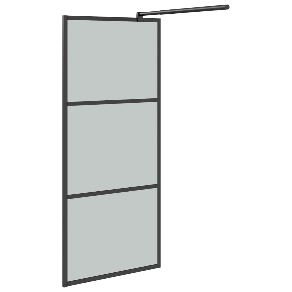 fekete ESG üveg és alumínium zuhanyfal polccal 80 x 195 cm