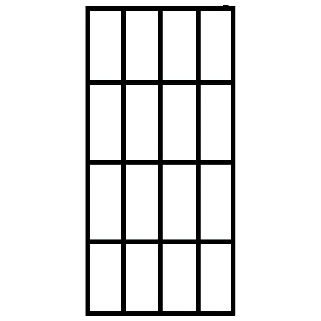 fekete ESG üveg és alumínium zuhanyfal polccal 90 x 195 cm