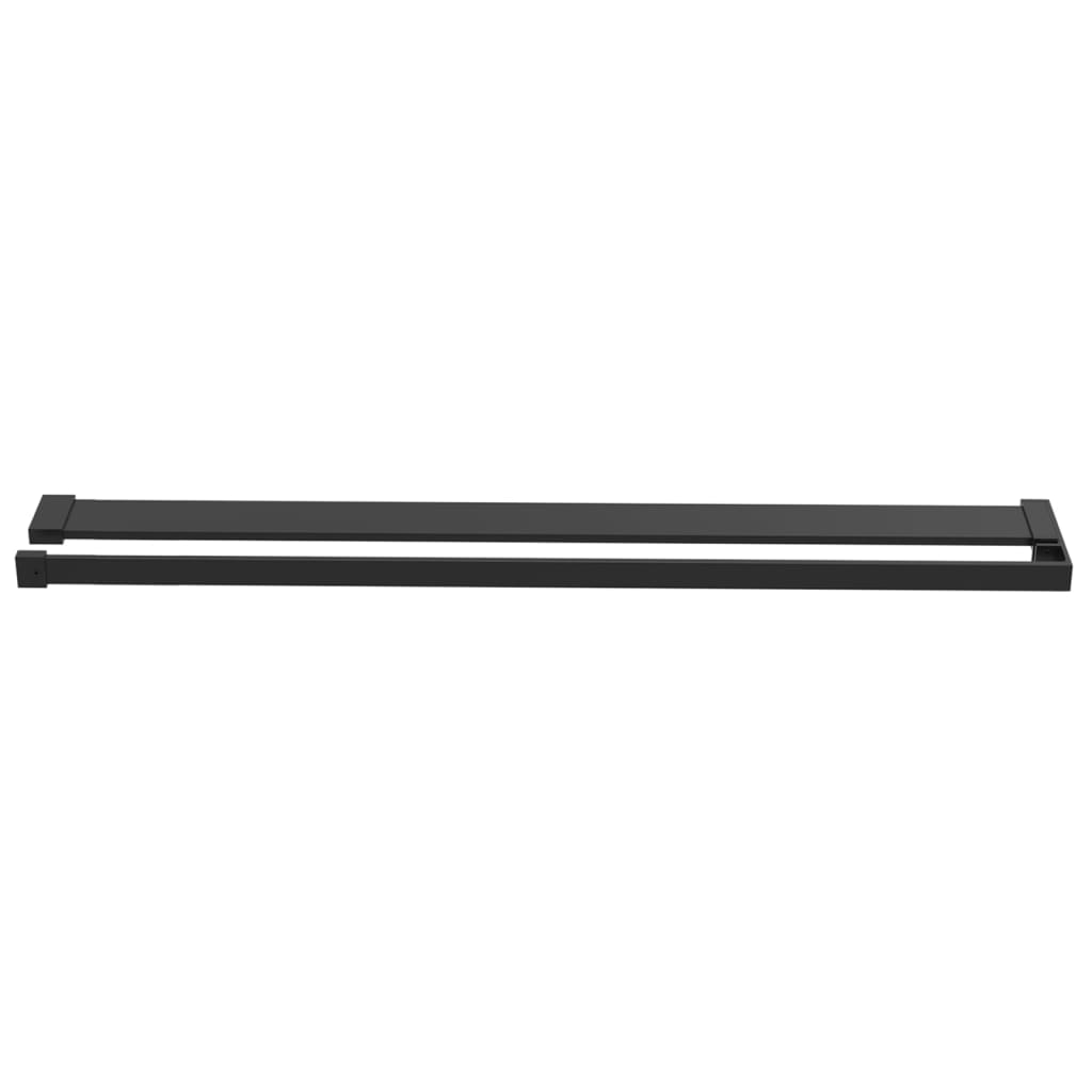 fekete ESG üveg és alumínium zuhanyfal polccal 90 x 195 cm