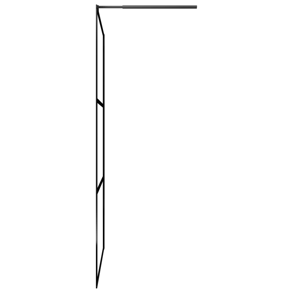 fekete ESG üveg és alumínium zuhanyfal polccal 90 x 195 cm