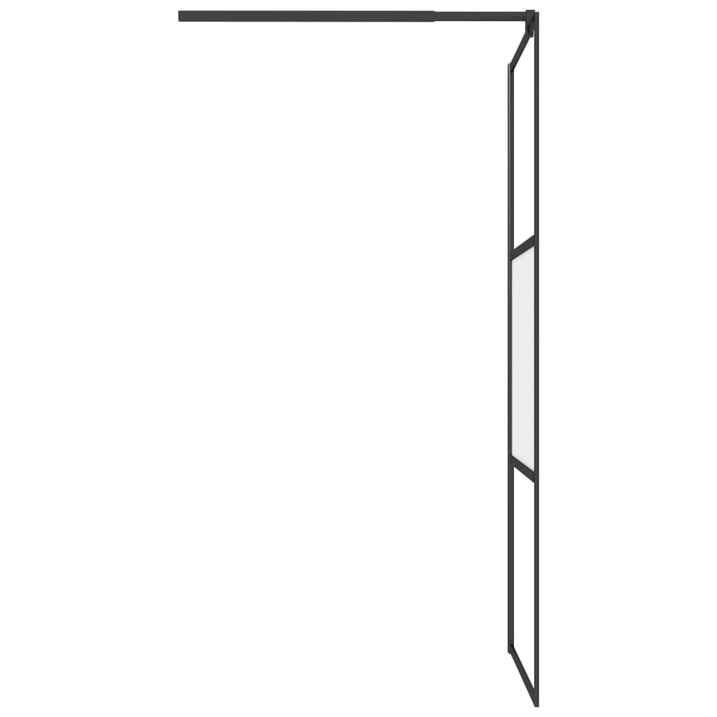 fekete ESG üveg és alumínium zuhanyfal polccal 90 x 195 cm