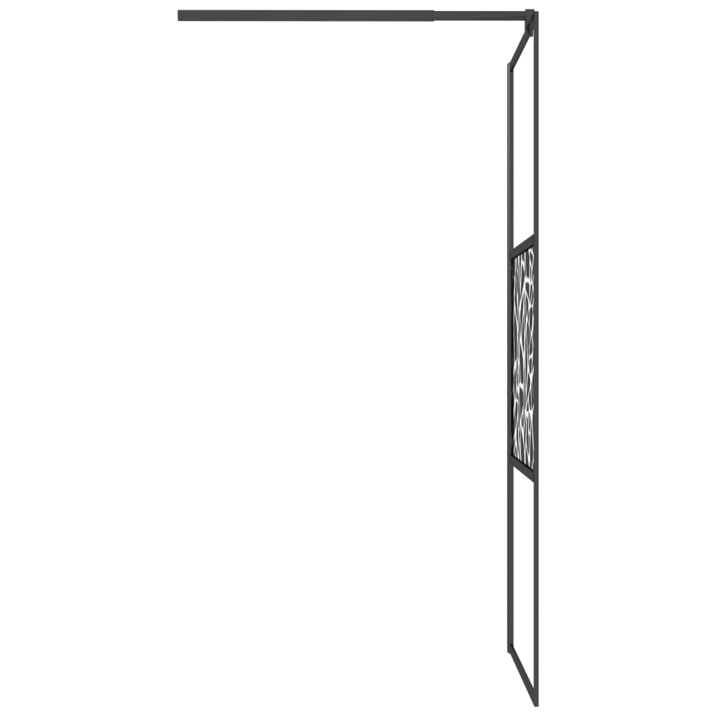 fekete ESG üveg és alumínium zuhanyfal polccal 90 x 195 cm