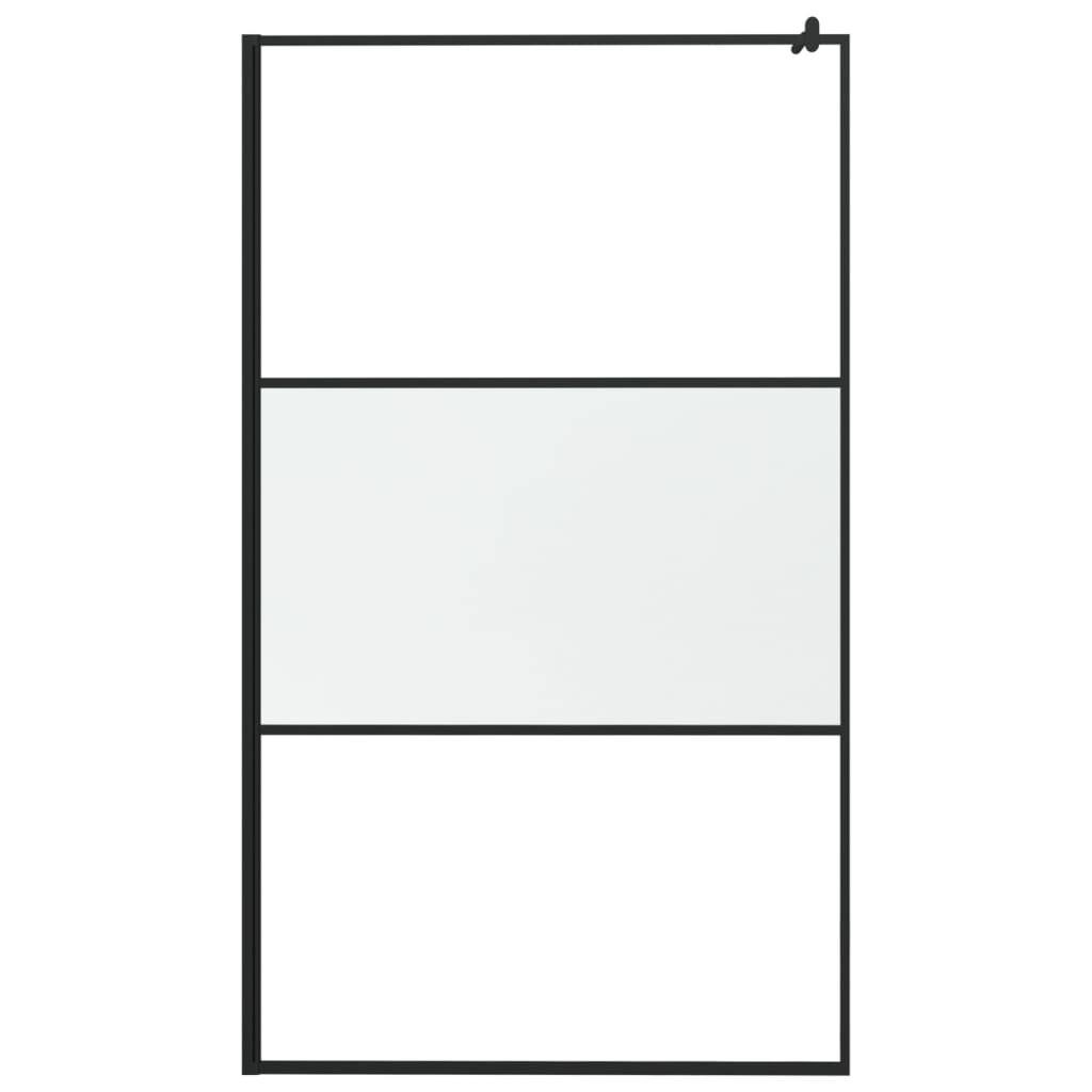 fekete ESG üveg és alumínium zuhanyfal polccal 115x195 cm