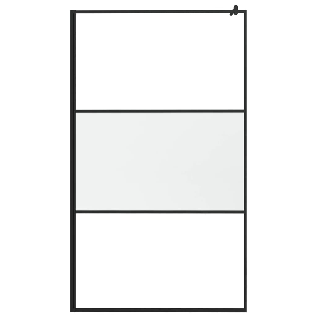 fekete ESG üveg és alumínium zuhanyfal polccal 115x195 cm