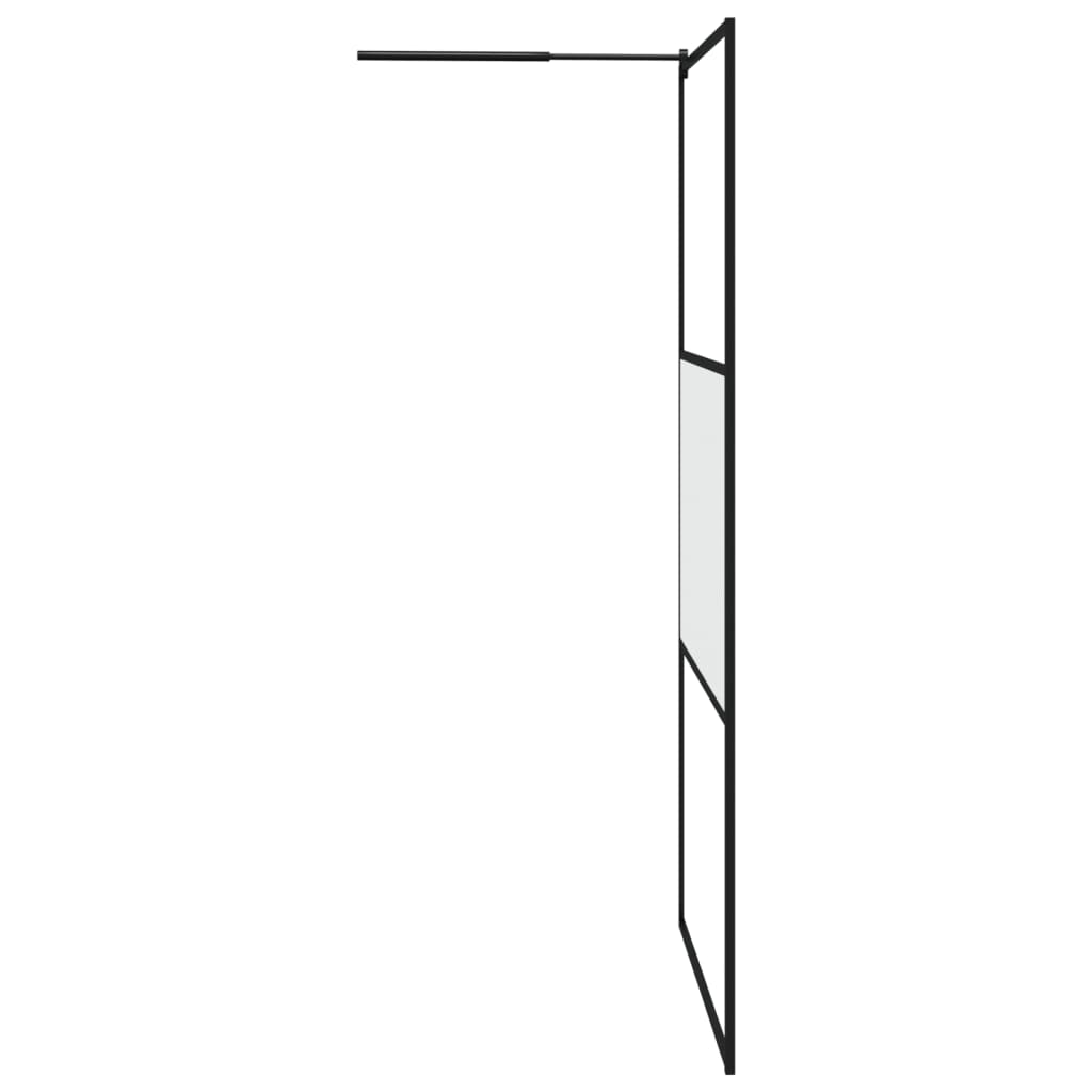 fekete ESG üveg és alumínium zuhanyfal polccal 115x195 cm