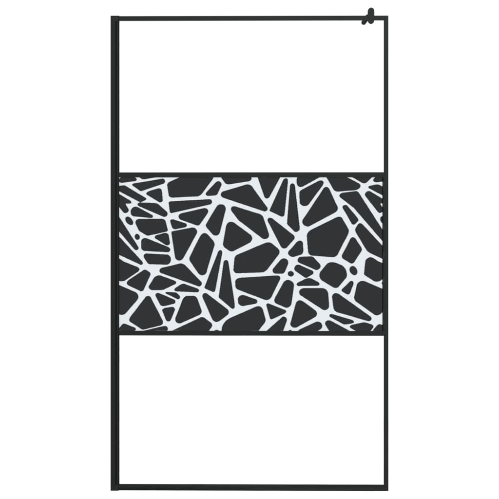 fekete ESG üveg és alumínium zuhanyfal polccal 115x195 cm