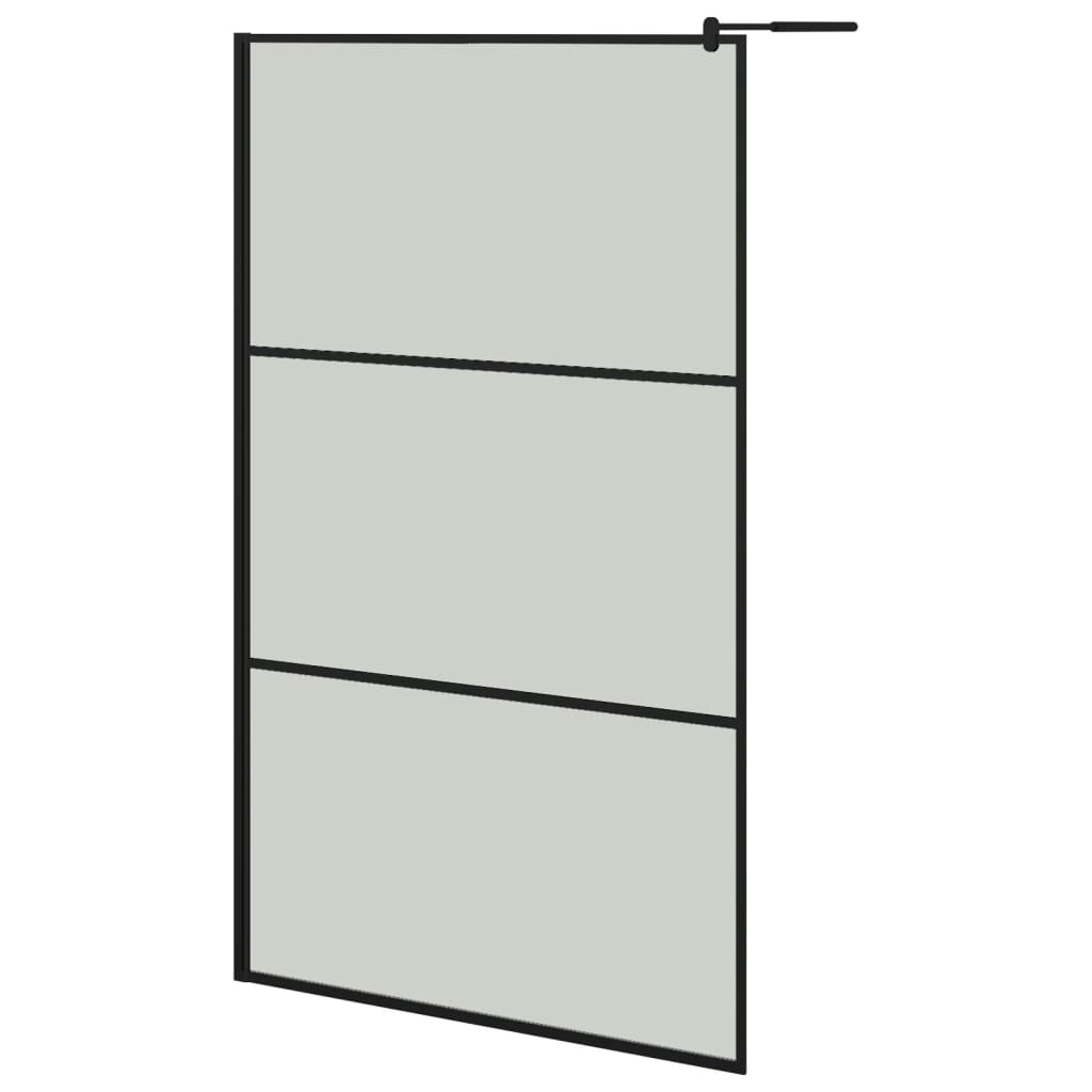 fekete ESG üveg és alumínium zuhanyfal polccal 115x195 cm