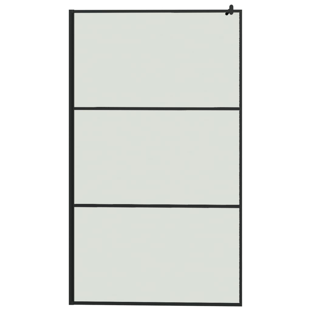 fekete ESG üveg és alumínium zuhanyfal polccal 115x195 cm