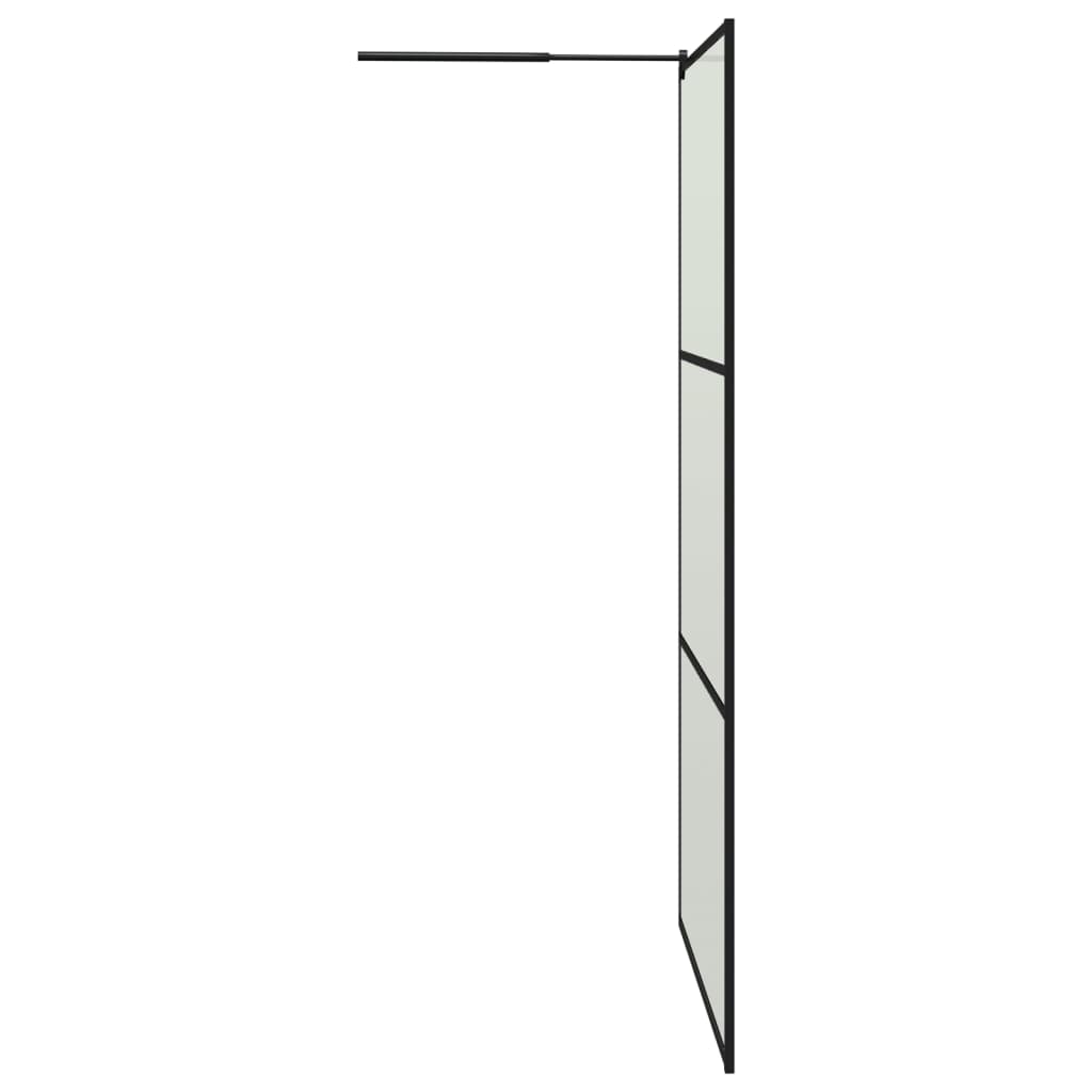 fekete ESG üveg és alumínium zuhanyfal polccal 115x195 cm