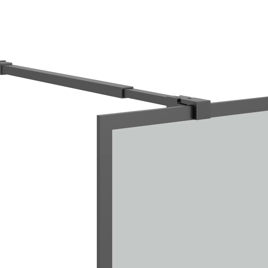 fekete ESG üveg és alumínium zuhanyfal polccal 118 x 190 cm
