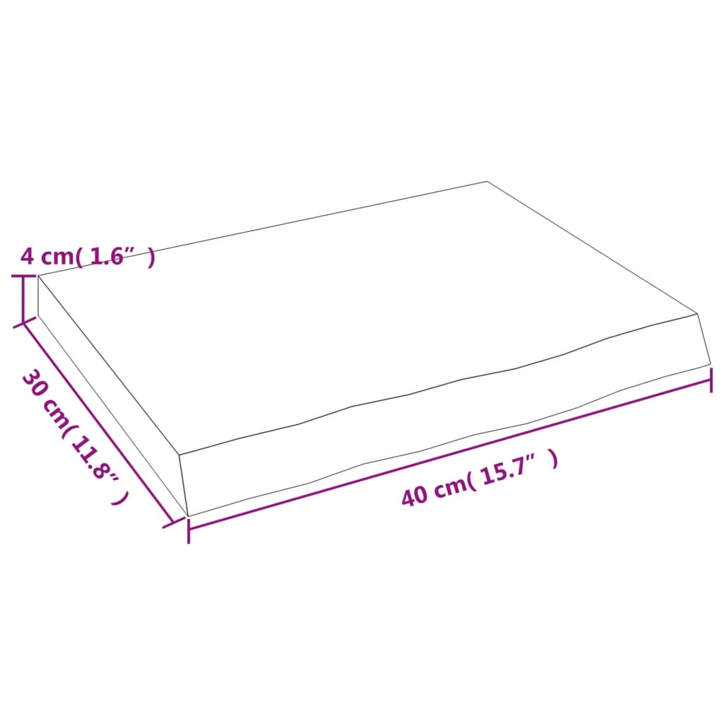 kezeletlen tömör fa fürdőszobai pult 40x30x(2-4) cm