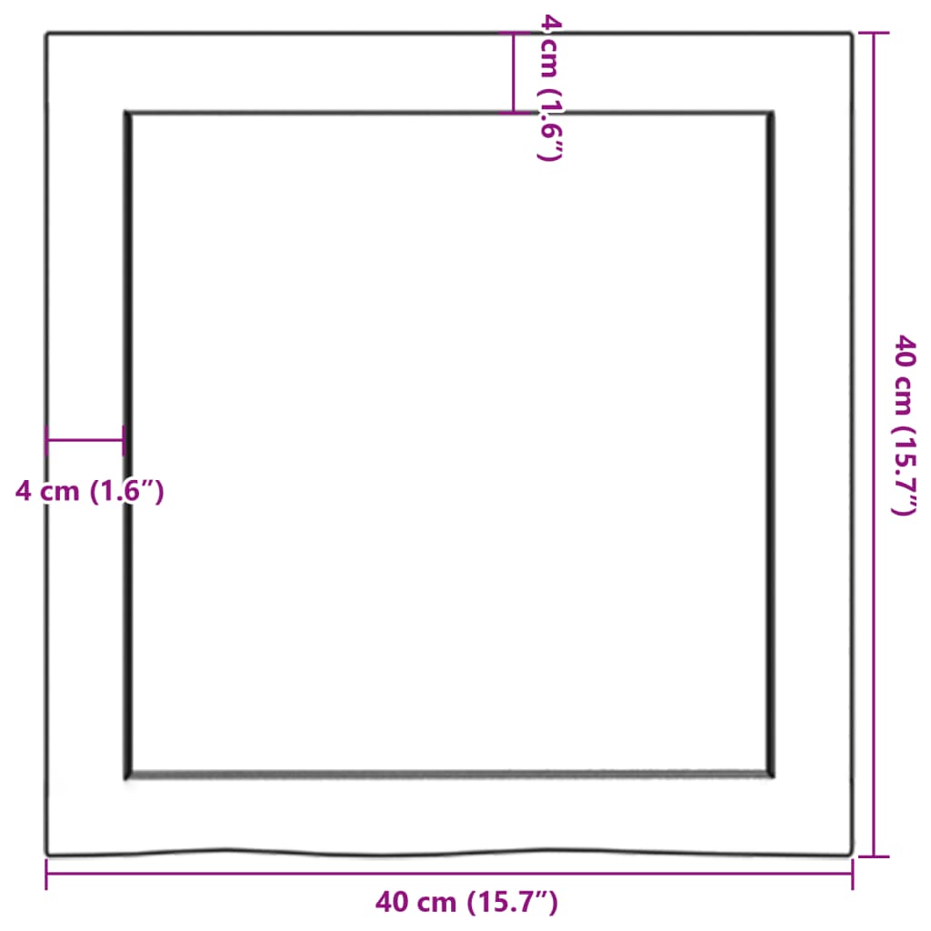 kezeletlen tömör fa fürdőszobai pult 40x40x(2-4) cm