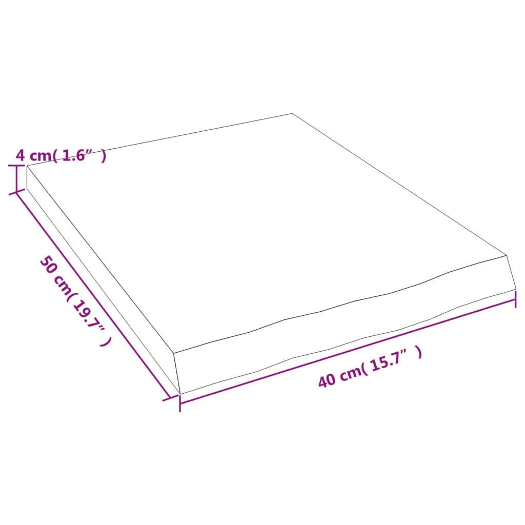 kezeletlen tömör fa fürdőszobai pult 40x50x(2-4) cm