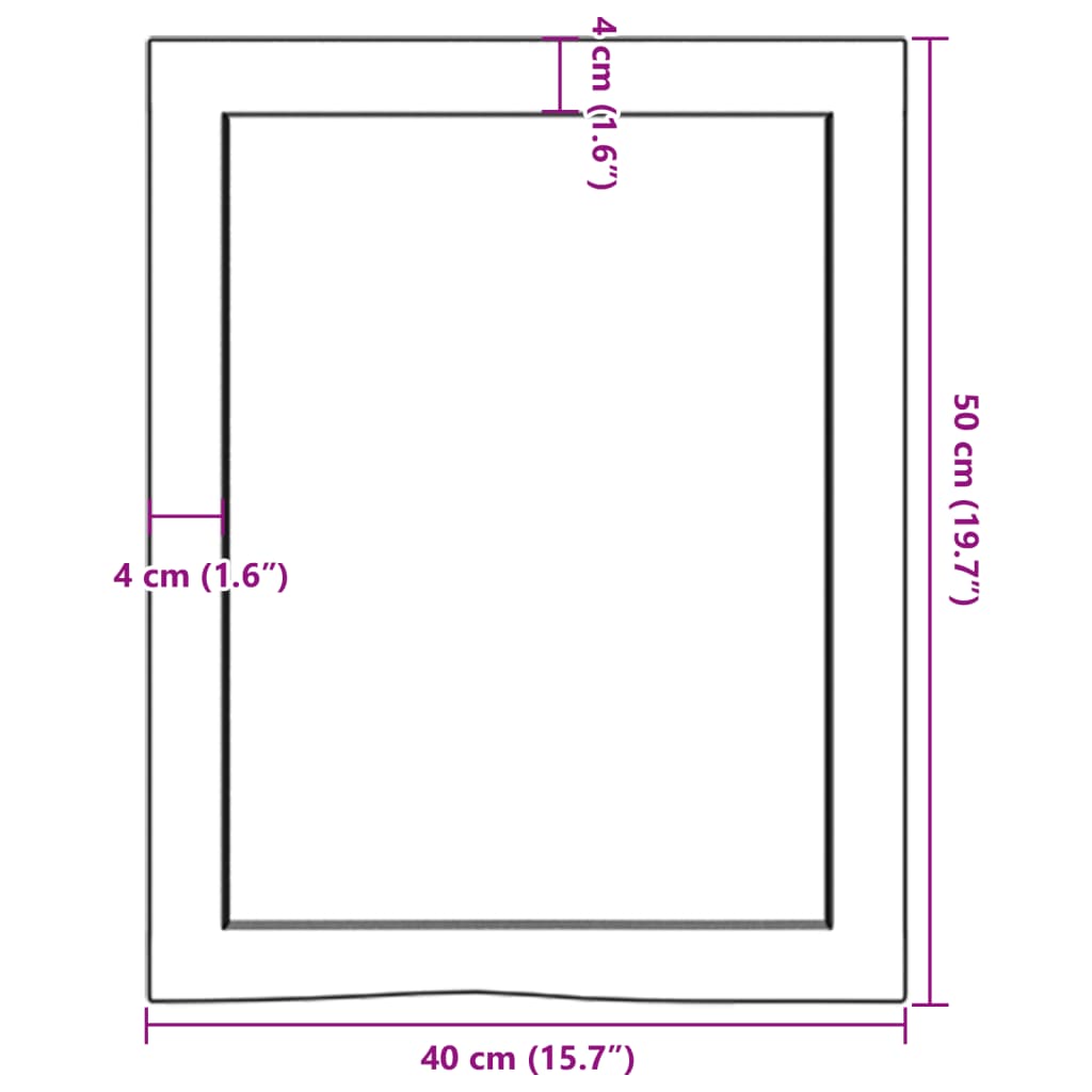 kezeletlen tömör fa fürdőszobai pult 40x50x(2-6) cm