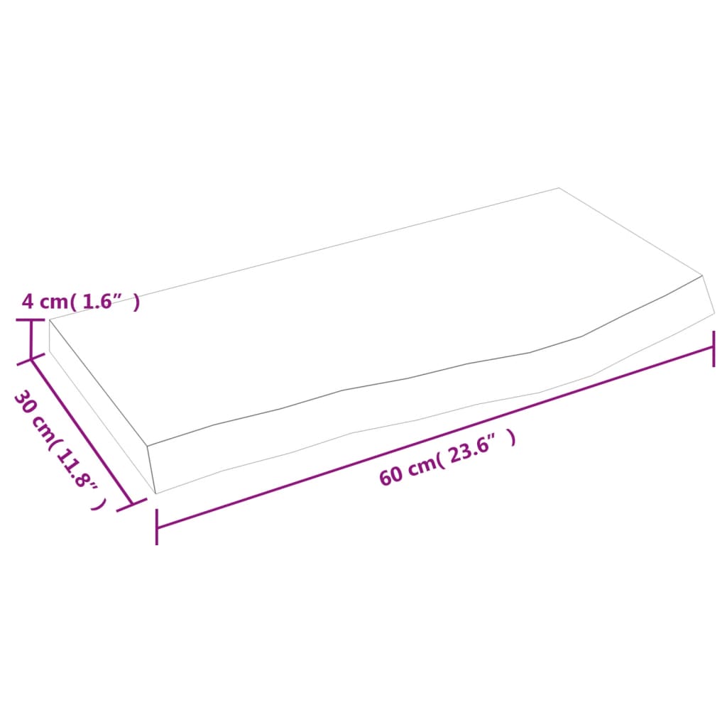 kezeletlen tömör fa fürdőszobai pult 60x30x(2-4) cm