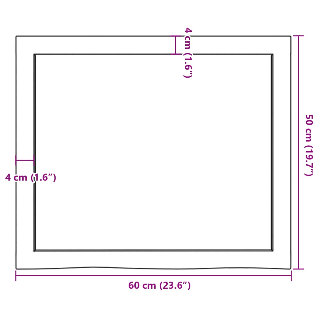 kezeletlen tömör fa fürdőszobai pult 60x50x(2-4) cm