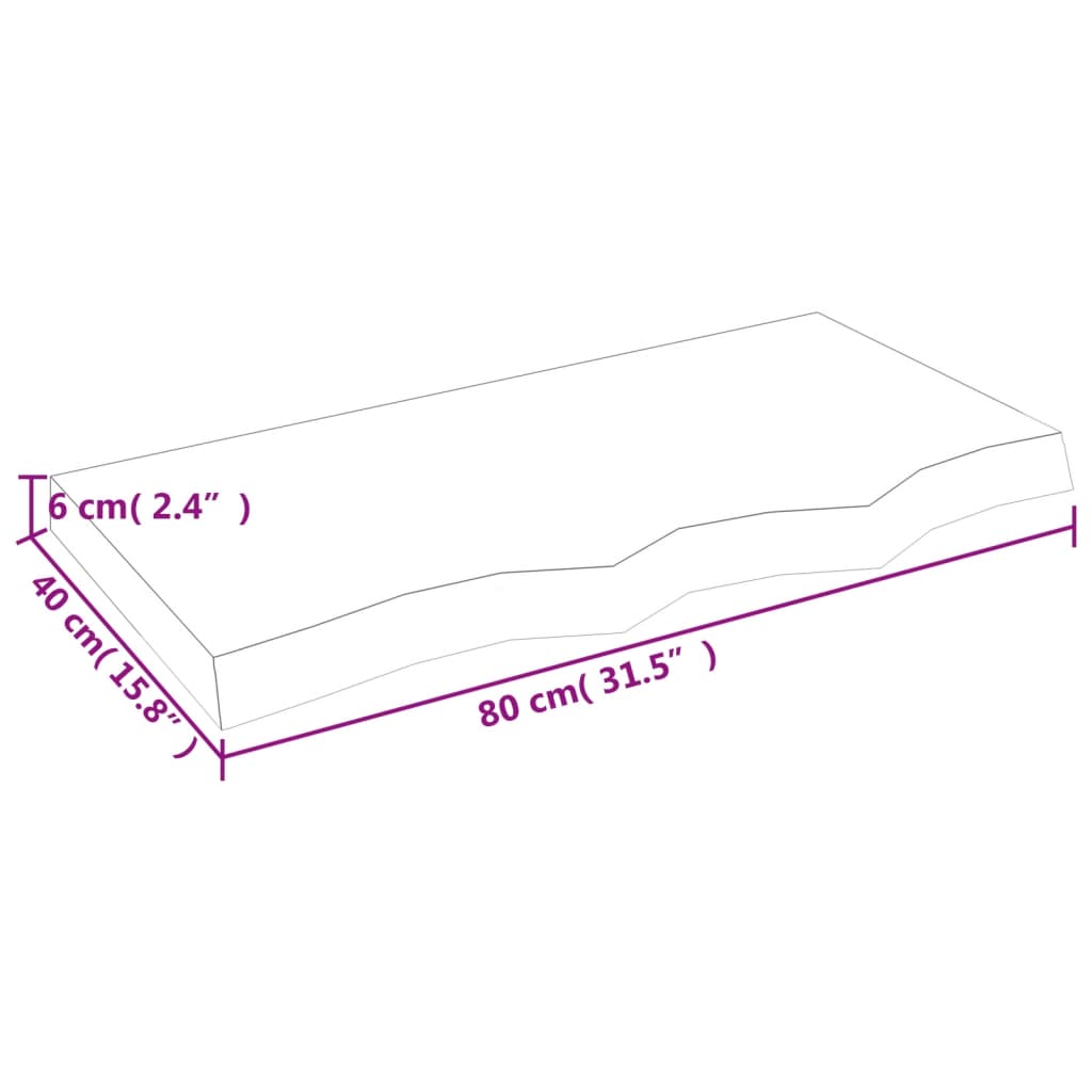kezeletlen tömör fa fürdőszobai pult 80x40x(2-6) cm