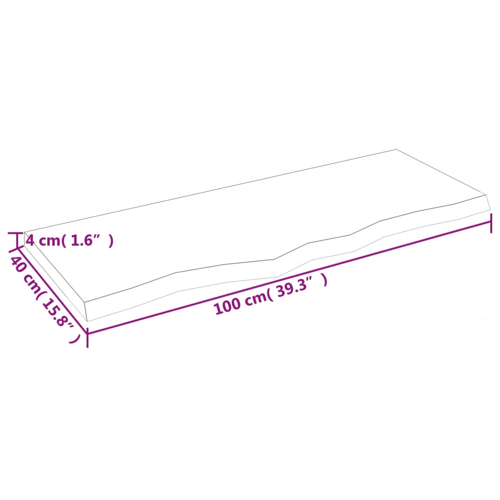 kezeletlen tömör fa fürdőszobai pult 100x40x(2-4) cm