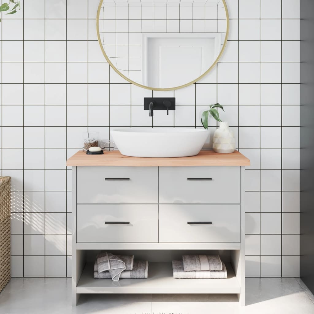 kezeletlen tömör fa fürdőszobai pult 100x40x(2-4) cm