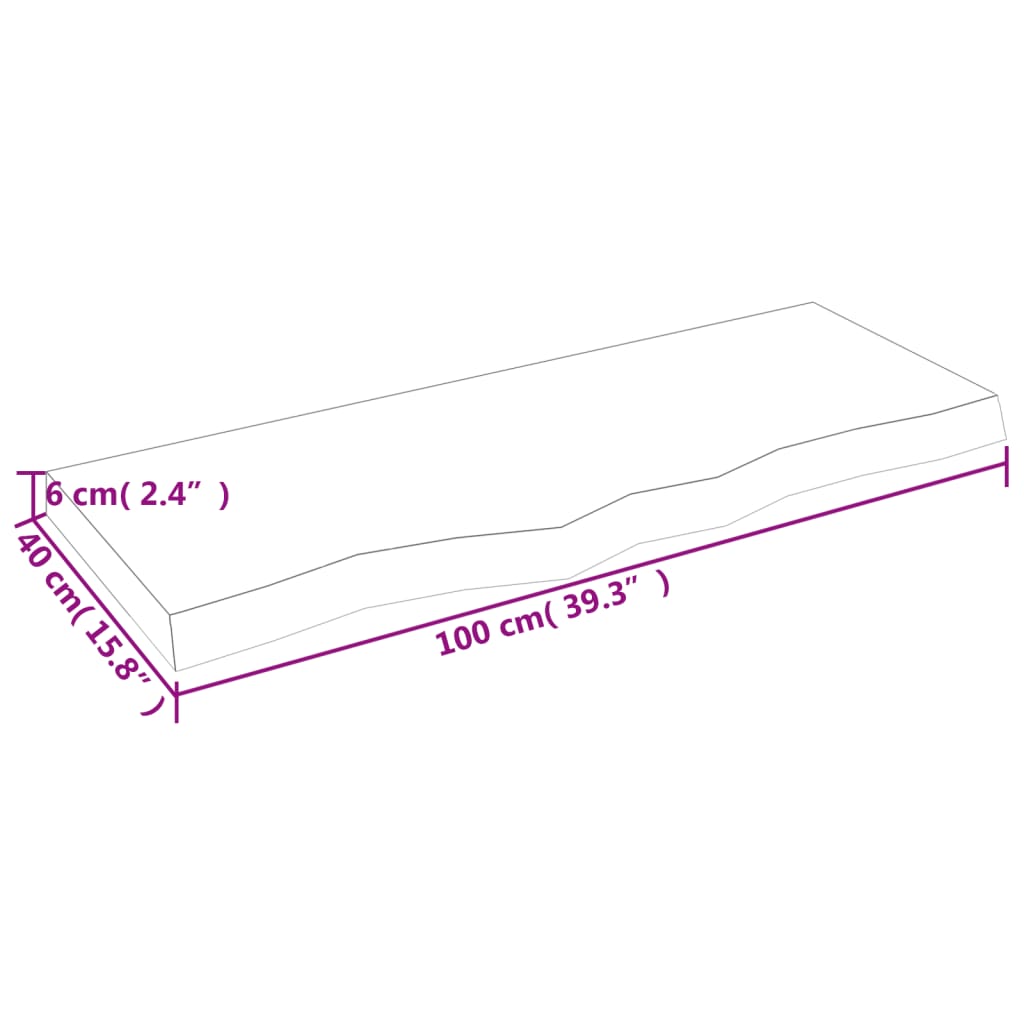 kezeletlen tömör fa fürdőszobai pult 100x40x(2-6) cm