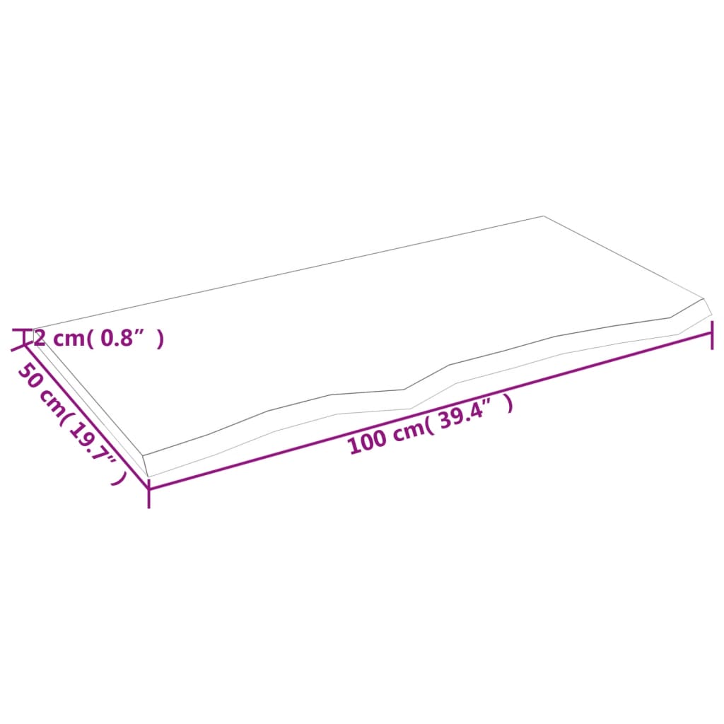 kezeletlen tömör fa fürdőszobai pult 100 x 50 x 2 cm
